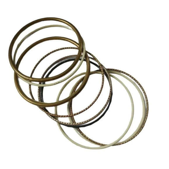 Lot of 10 Bangles/Bracelets, Gold  Tones, Metal - Picture 3 of 3